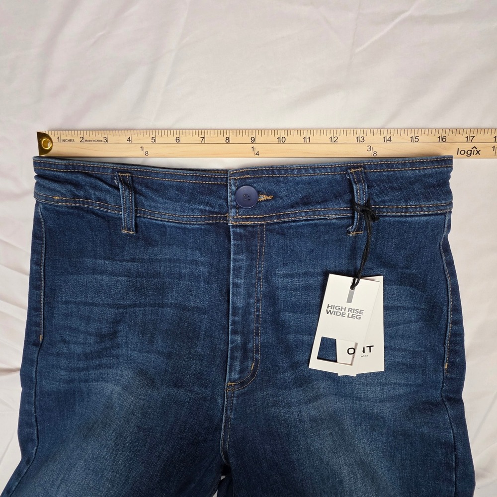 OAT New York High Rise Wide Leg Jeans Dark Wash Raw Hem Size 12/31 F0004-CATJ - Picture 3 of 12
